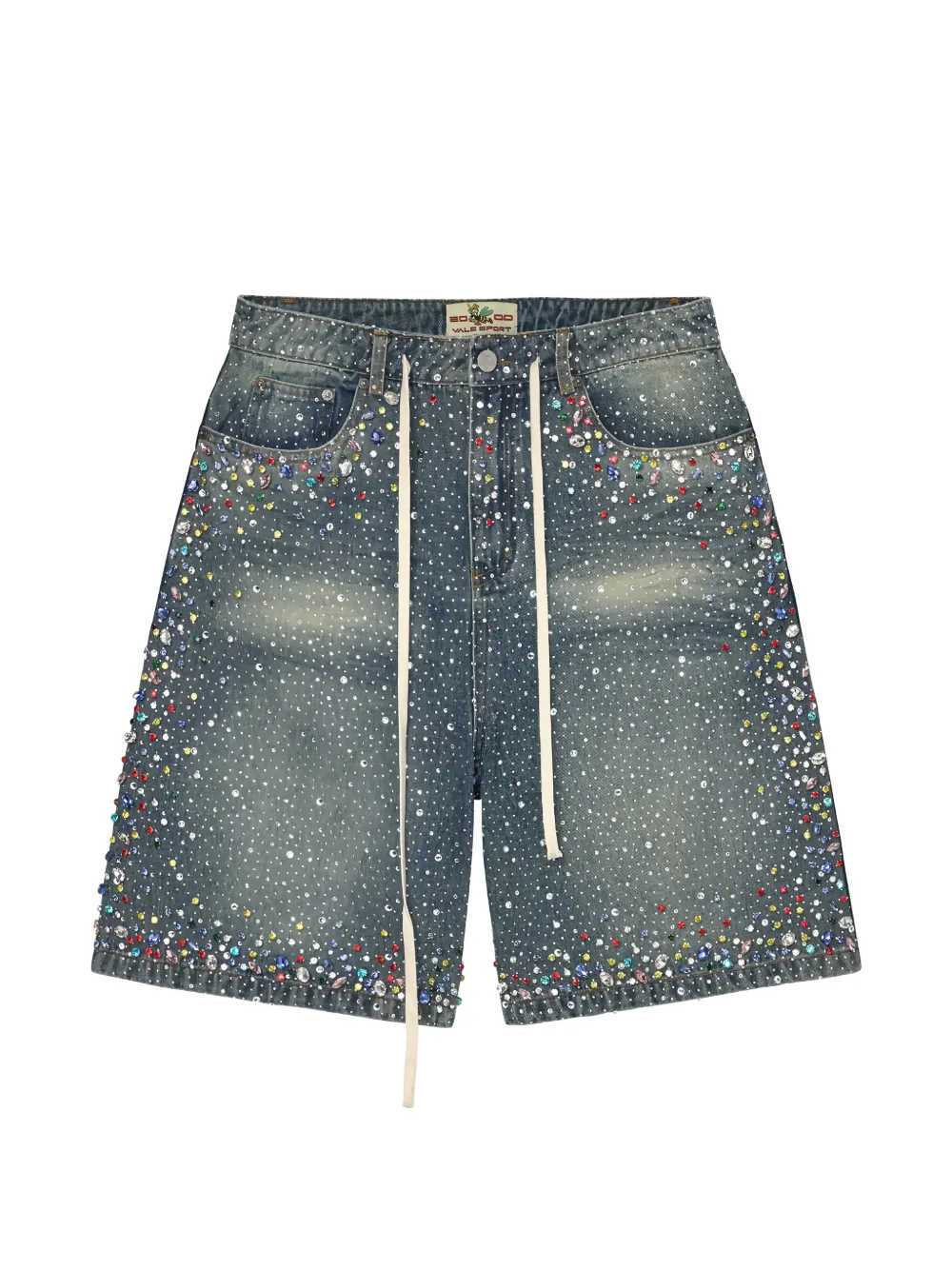 Vale Forever Rainstorm V2 crystal-embellished distressed shorts - Blu