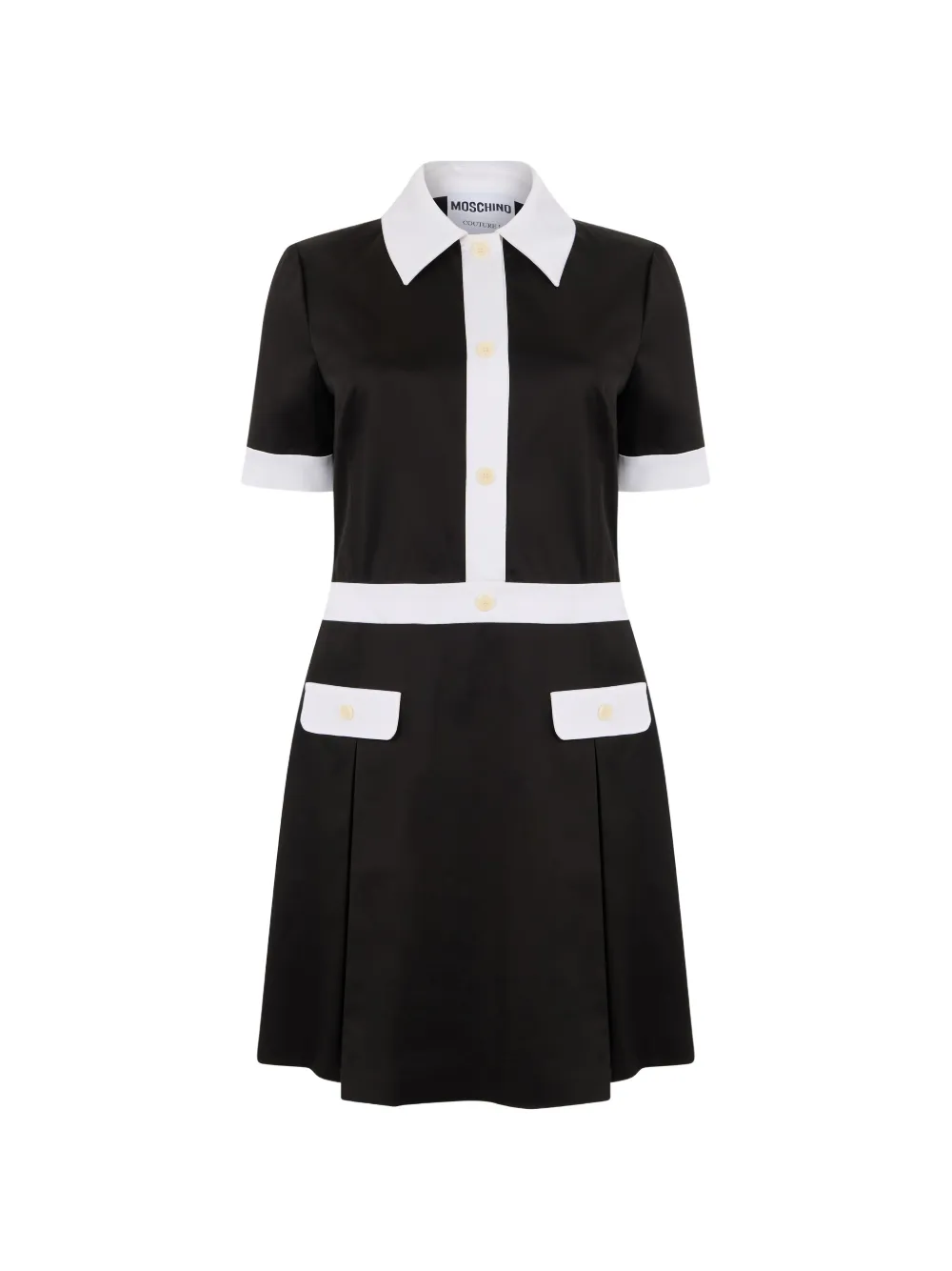 Moschino contrast-trim pleated mini dress - Nero