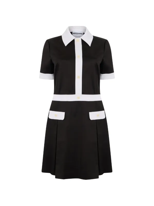 black and white pleated mini dress Moschino contrast-trim | Kendall Jenner looks elegant Ecom Style:AD3D106837 Color:PURPLE A relaxed silhouette that