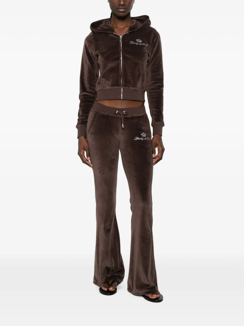 Sporty & Rich x Juicy Couture rhinestone-embellished track pants - Marrone