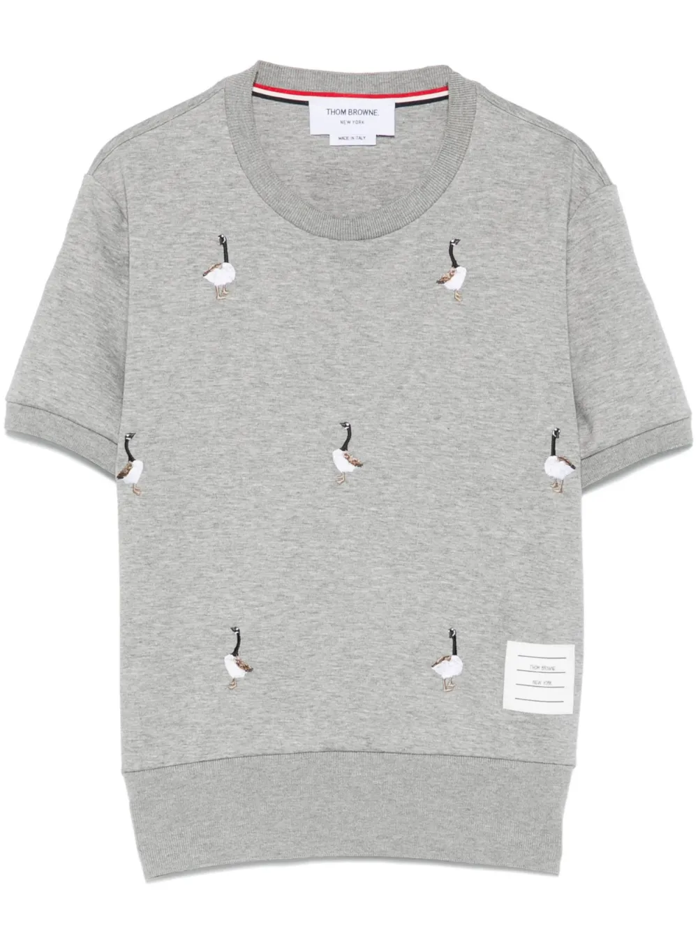 Thom Browne embroidered short-sleeve sweater - Grigio