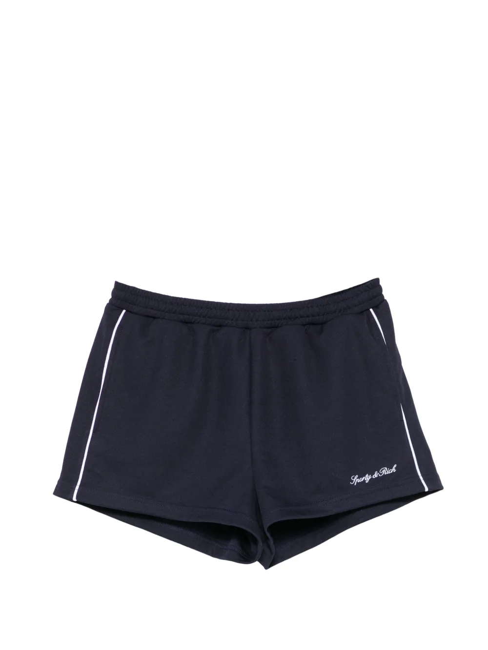 Sporty & Rich logo-embroidered piping-detail shorts - Blue