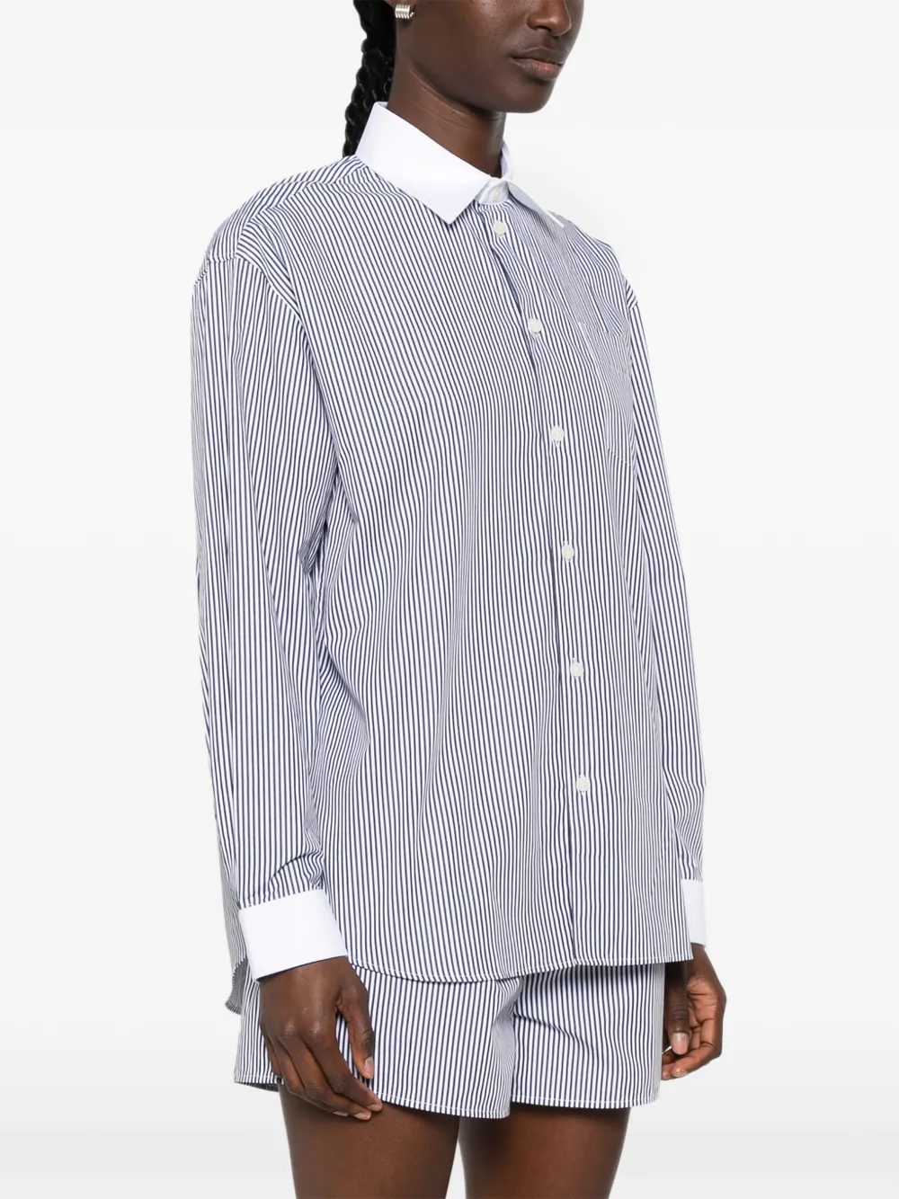 Sporty & Rich Gestreept katoenen blouse Blauw