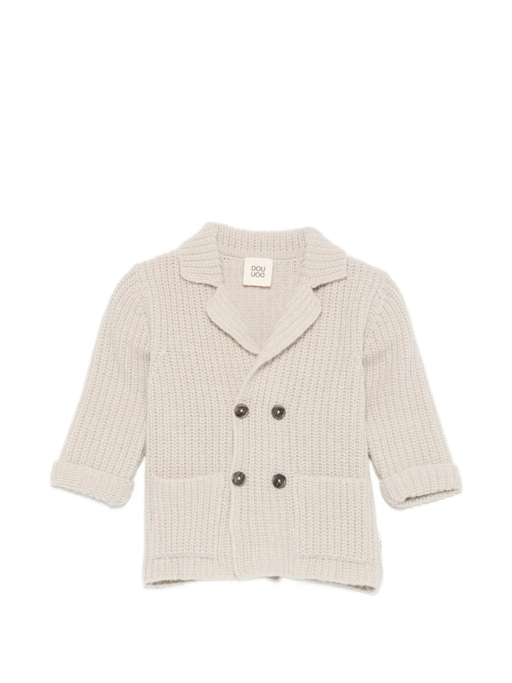 Douuod Kids double-breasted rib-knit cardigan - Toni neutri