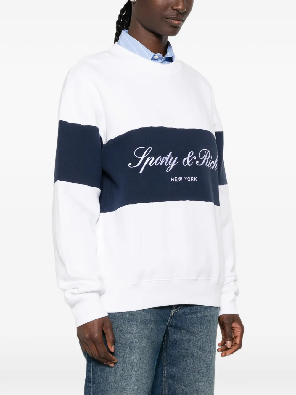 Sporty & Rich Signature sweater met geborduurd logo Wit