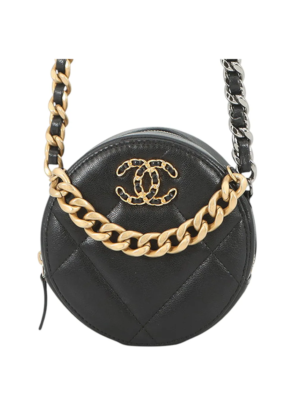 CHANEL Pre-Owned 2019 Lambskin 19 Round Clutch with Chain satchel - Nero