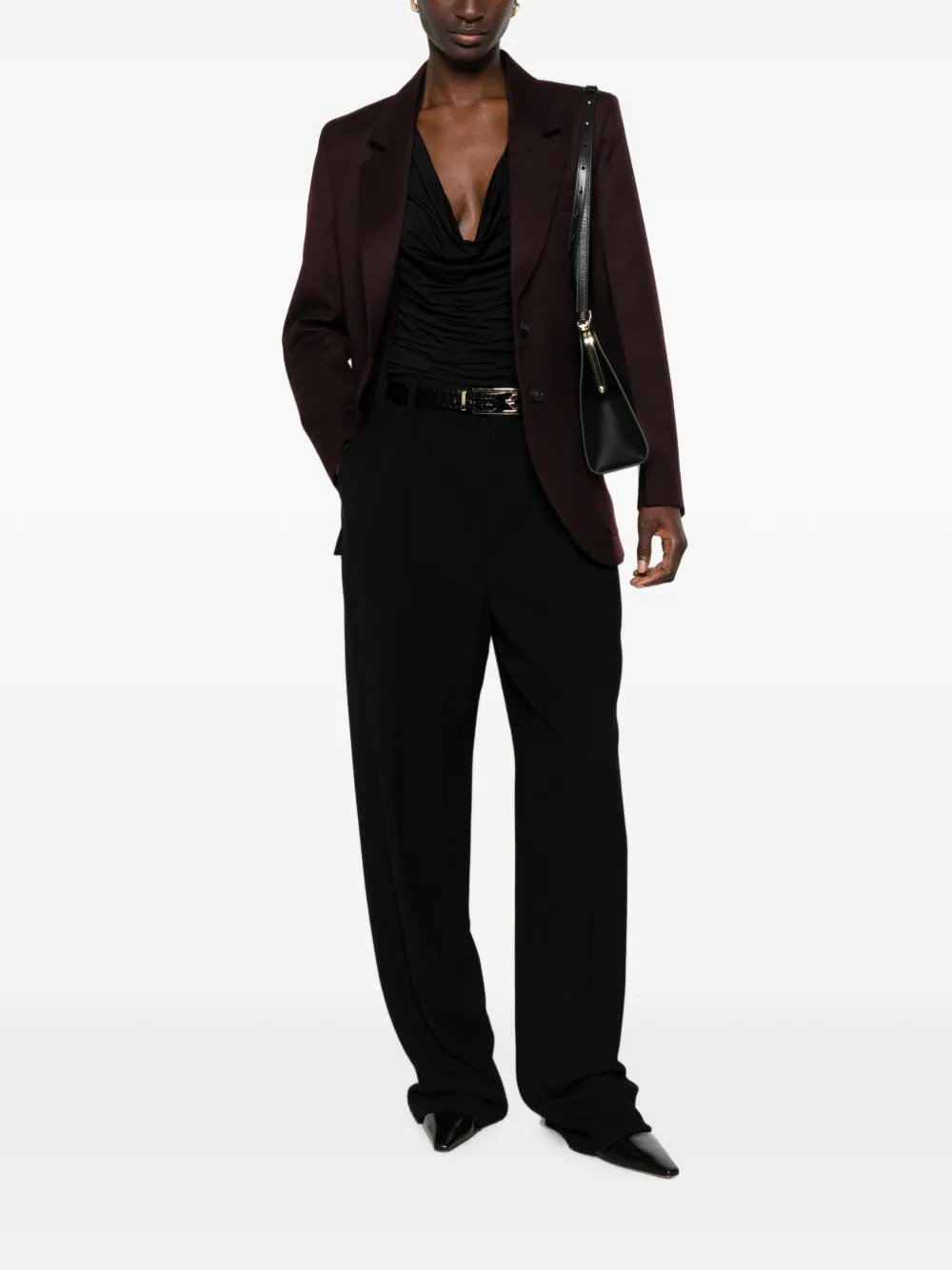 Victoria Beckham Blazer met enkele rij knopen en puntige revers Bruin
