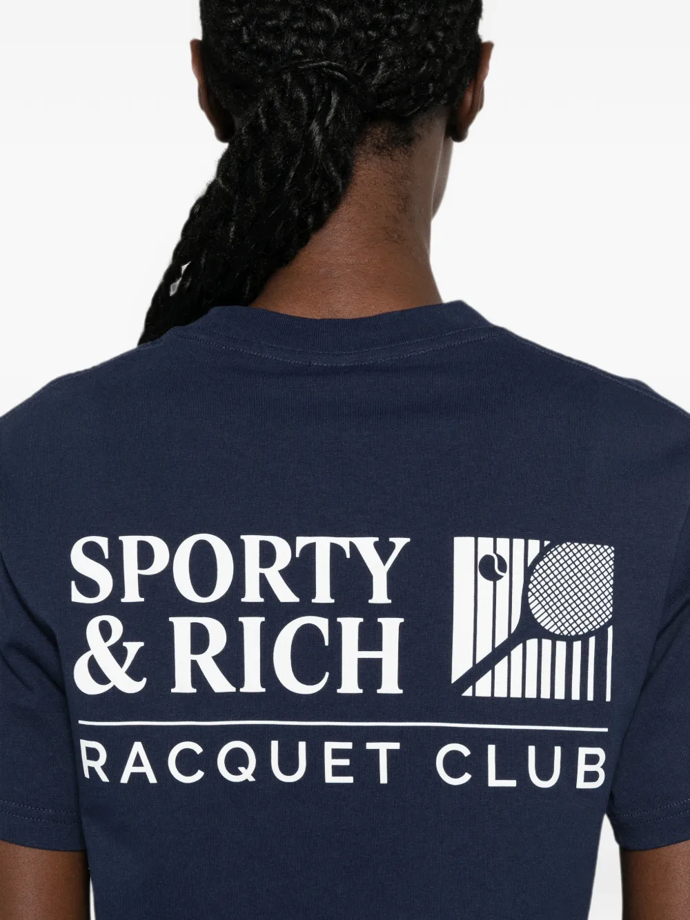 Sporty & Rich Promo T-shirt met logo-print en korte mouwen Blauw