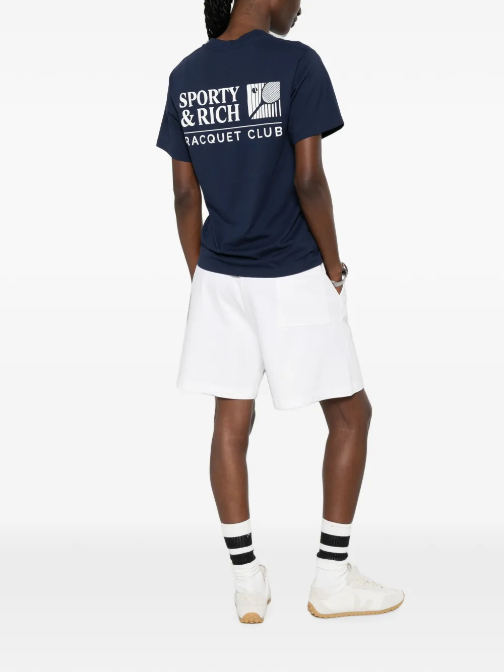 Sporty & Rich Promo T-shirt met logo-print en korte mouwen Blauw