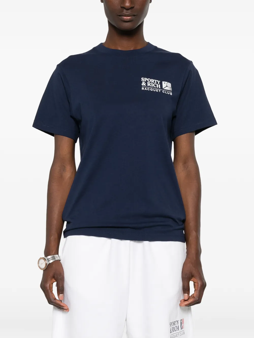 Sporty & Rich Promo T-shirt met logo-print en korte mouwen Blauw