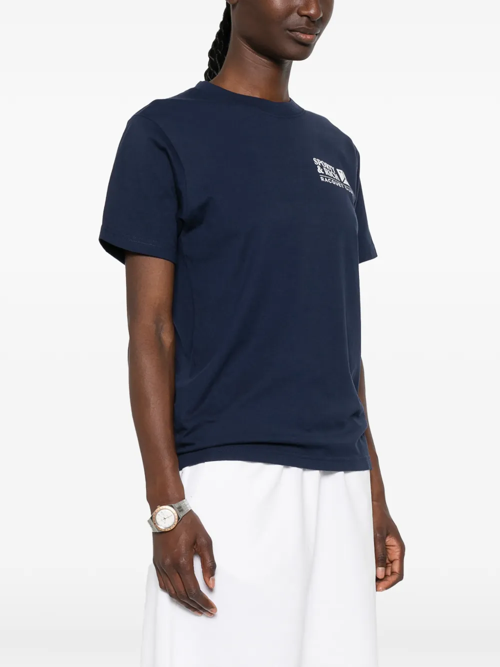 Sporty & Rich Promo T-shirt met logo-print en korte mouwen Blauw