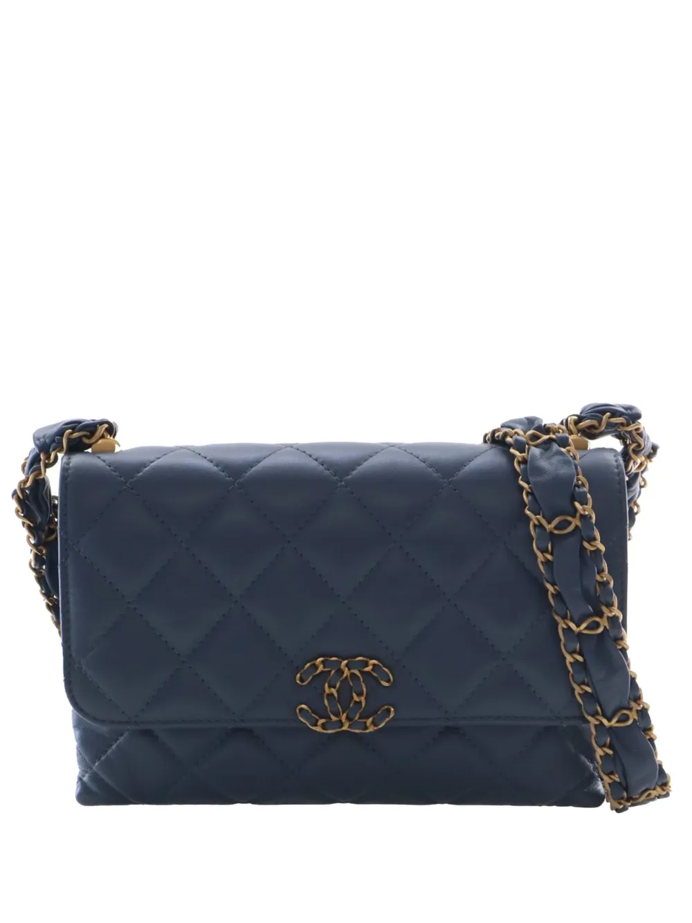 CHANEL Pre-Owned 2021-2026 Medium Quilted Calfskin 19 Flap crossbody bag - Blue