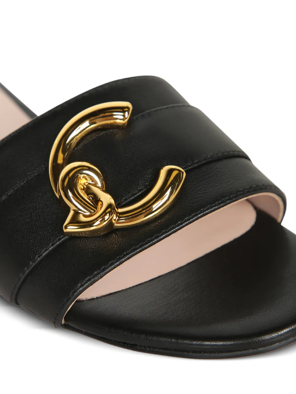 Coccinelle logo-plaque leather sandals Zwart