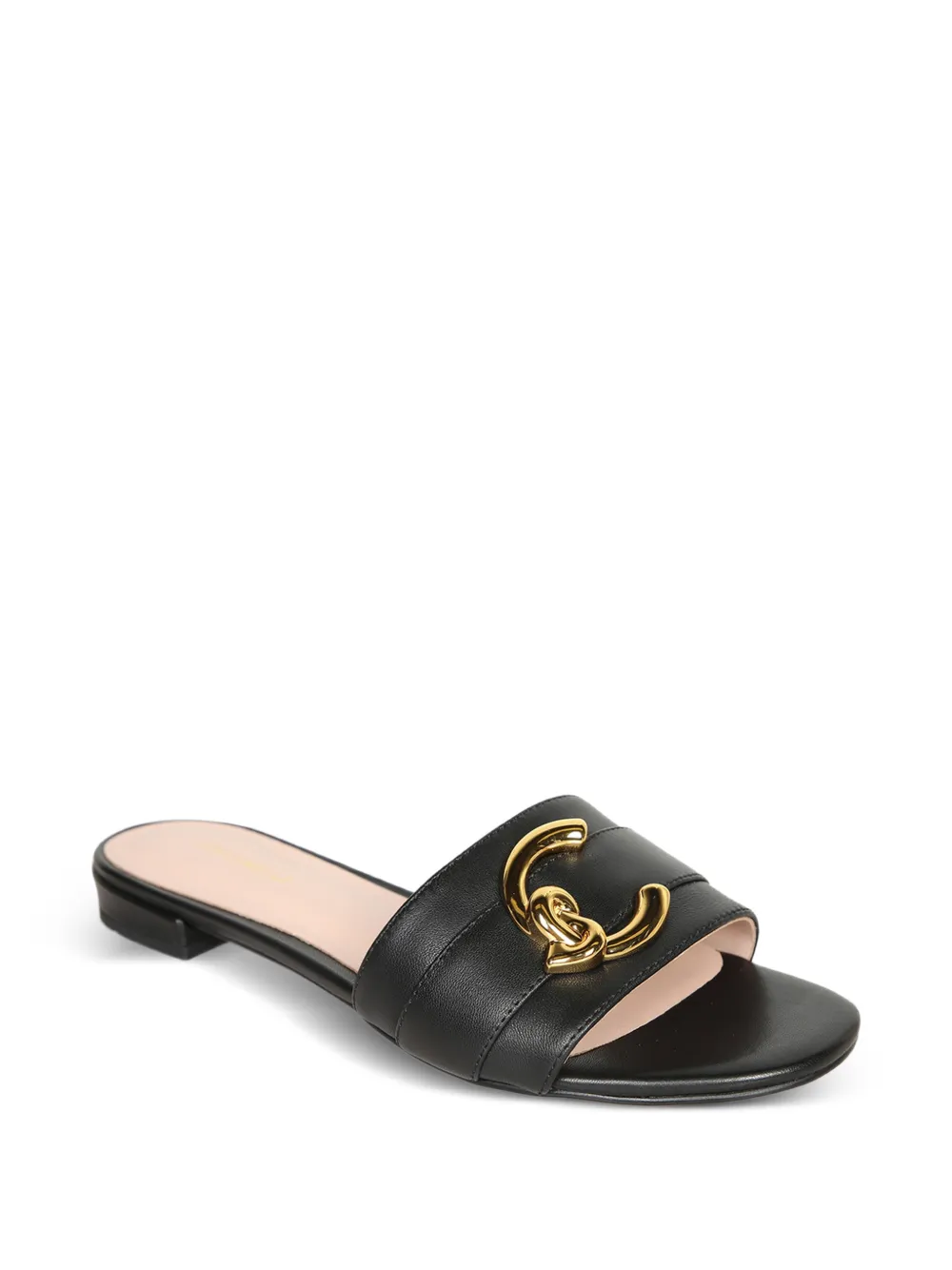 Coccinelle logo-plaque leather sandals Zwart