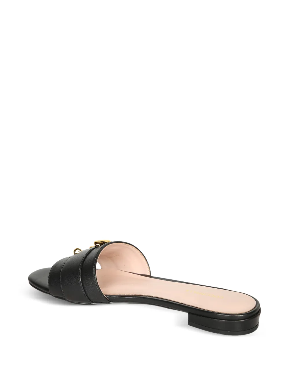 Coccinelle logo-plaque leather sandals Zwart