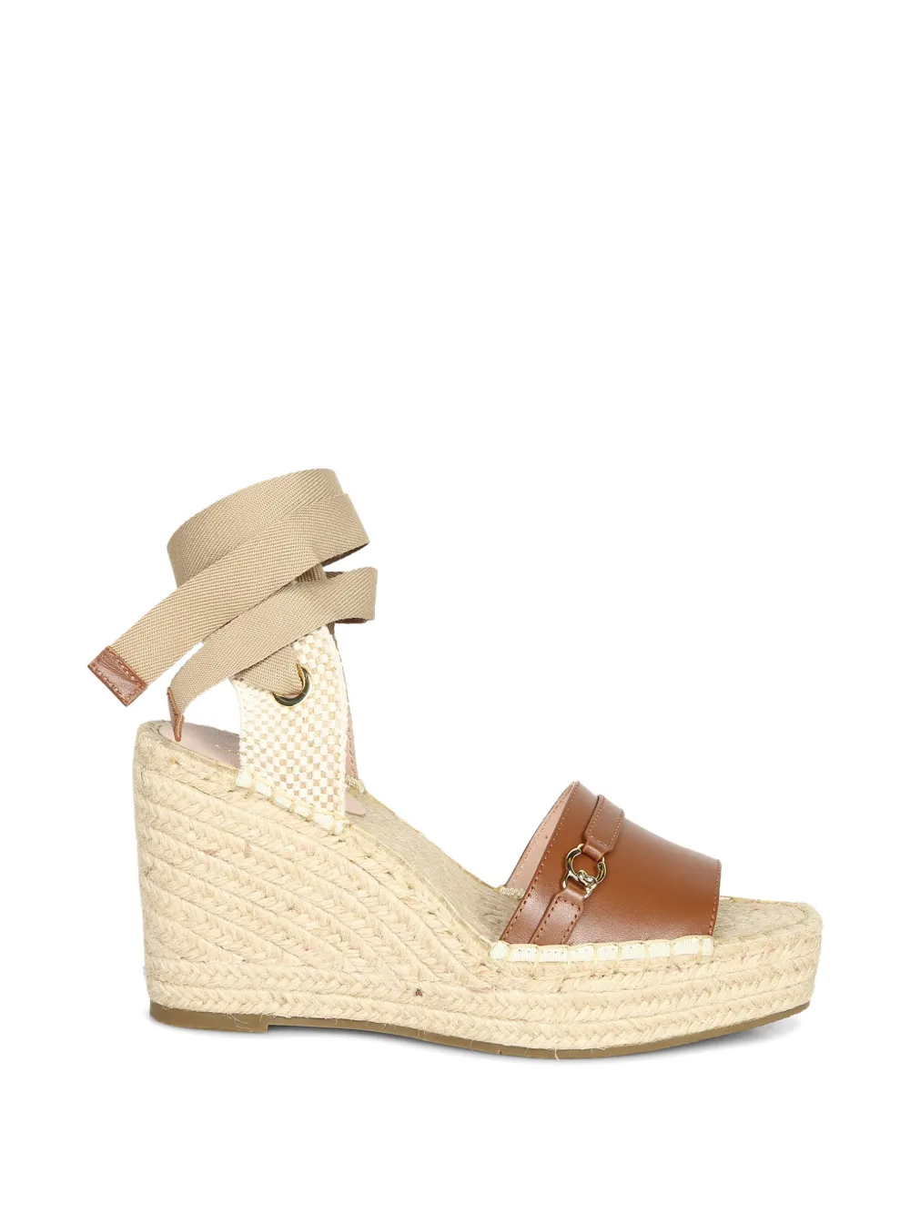 Coccinelle leather tie-fastening heeled espadrilles - Neutrals