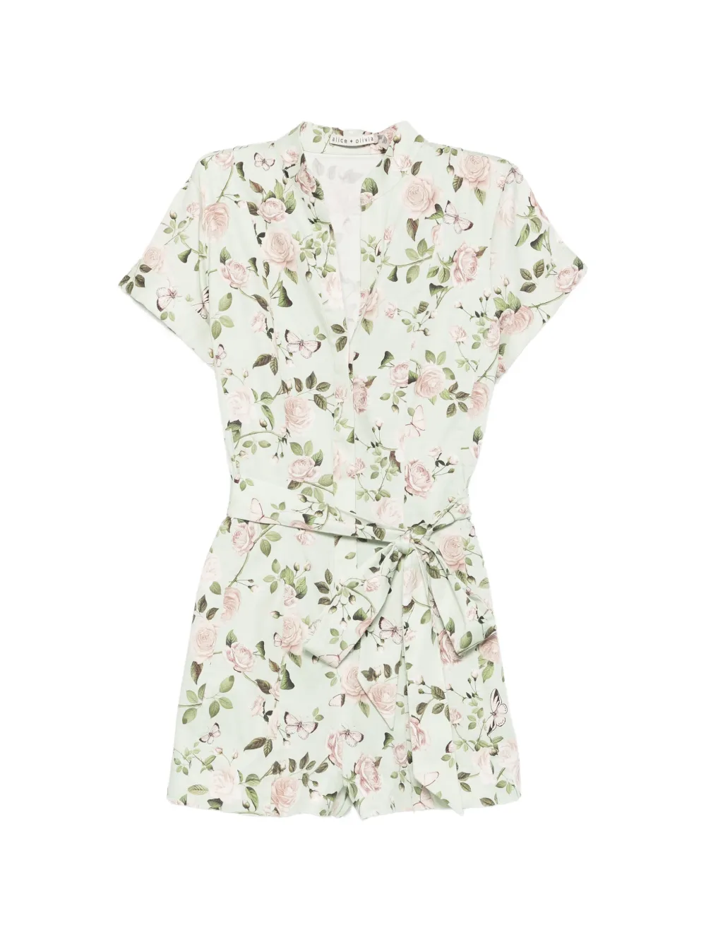alice + olivia Tuta corta a fiori con cintura - Verde
