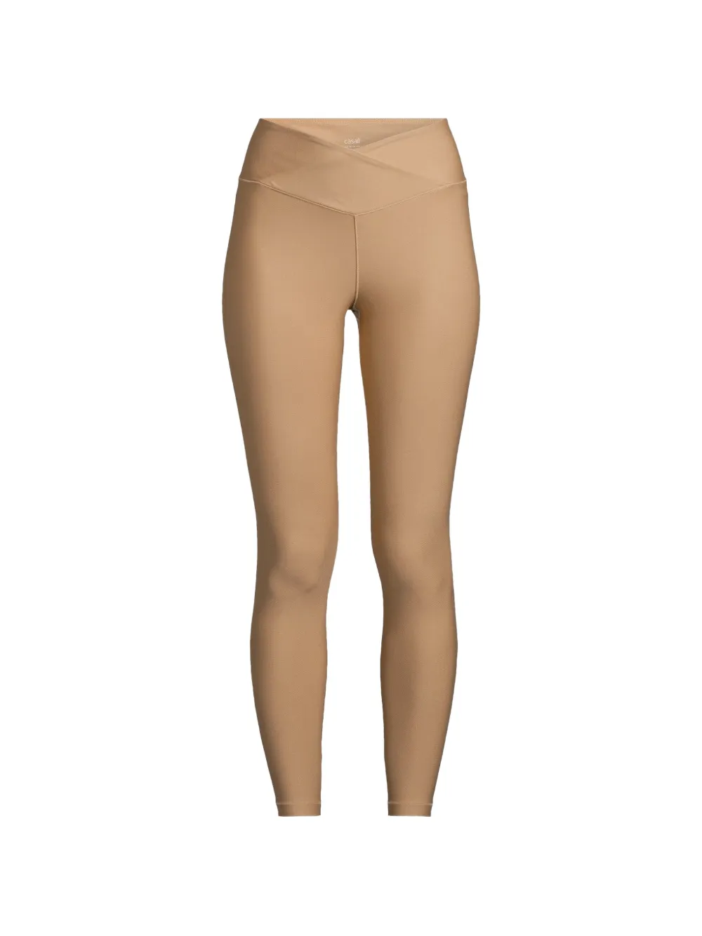 Casall Crossover-waistband Logo-print Leggings In Brown
