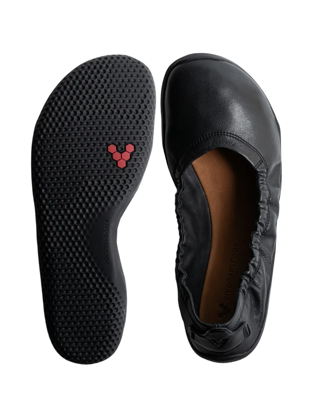 Vivobarefoot grained-leather ballet flats Zwart