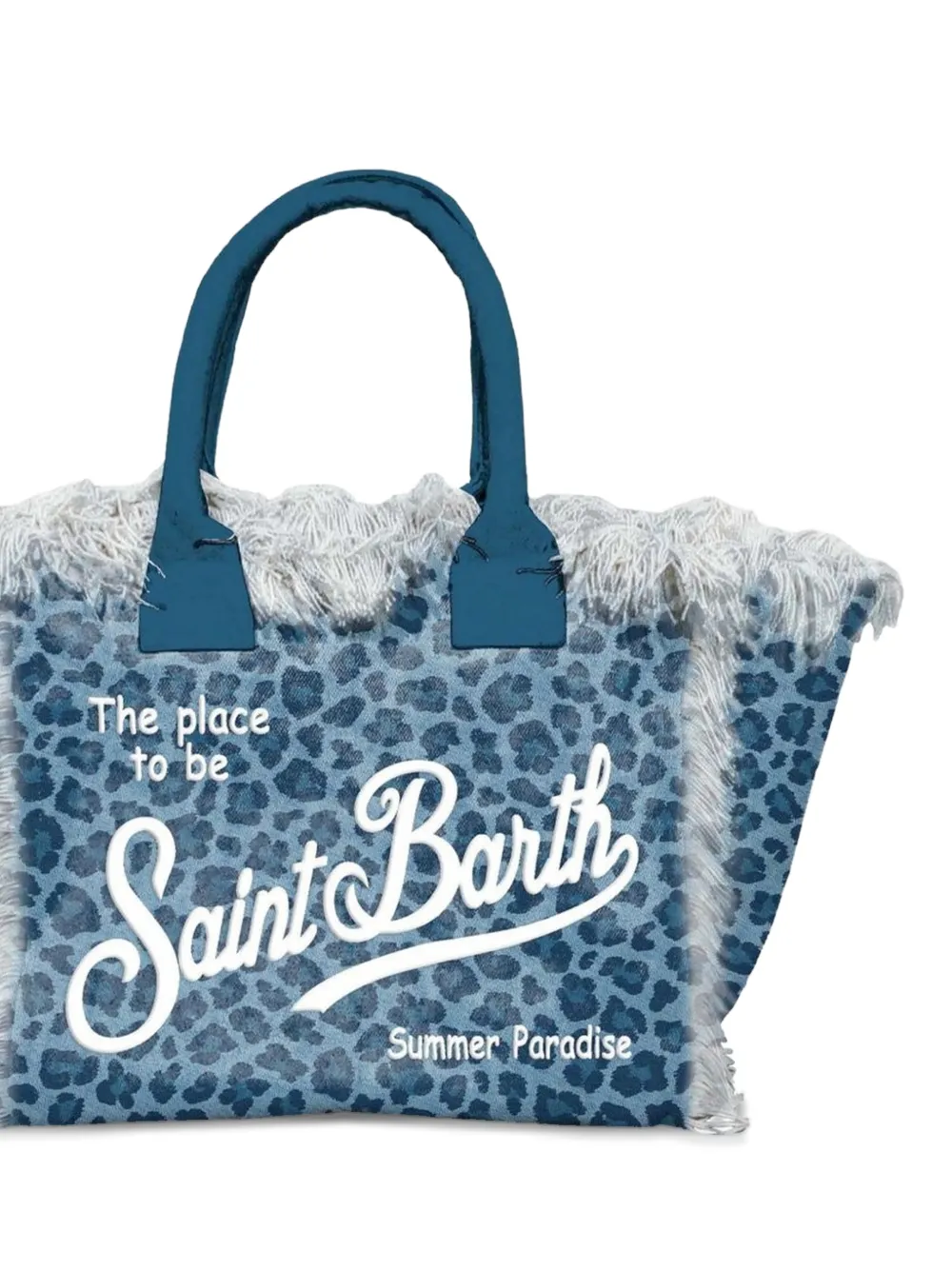 MC2 Saint Barth Kids Shopper met luipaard-print en franje Blauw