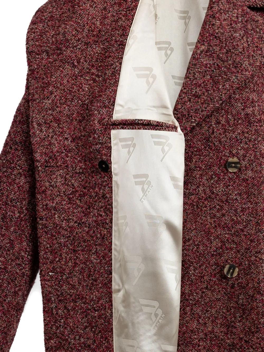 REMAIN Tweed jas met dubbele rij knopen Rood