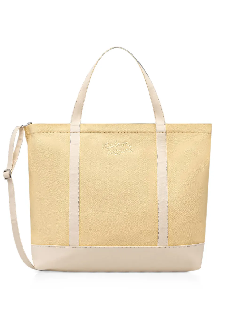 Maison Kitsuné extra large Handwriting logo-embroidered tote bag - Giallo