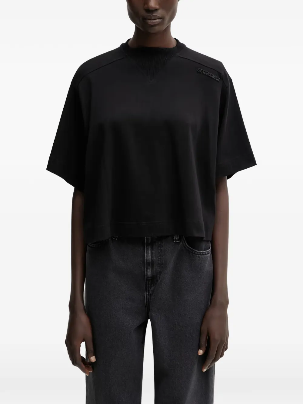 Sportmax T-shirt met logopatch Zwart