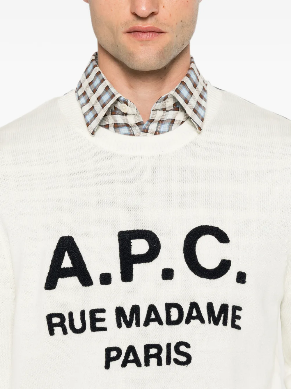 A.P.C. Maurice trui met geborduurd logo Beige
