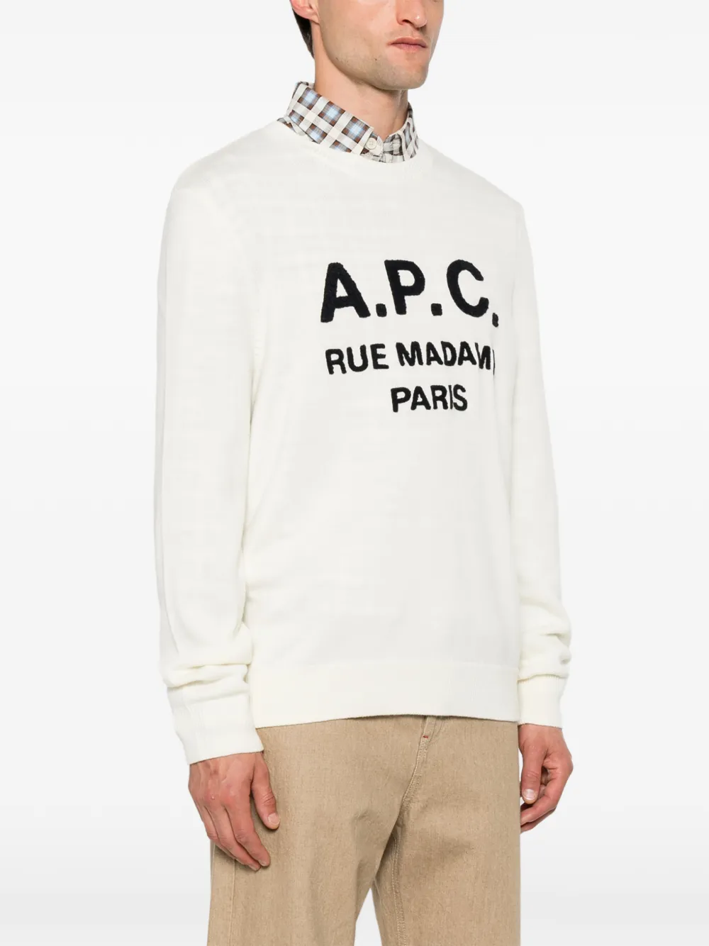 A.P.C. Maurice trui met geborduurd logo Beige