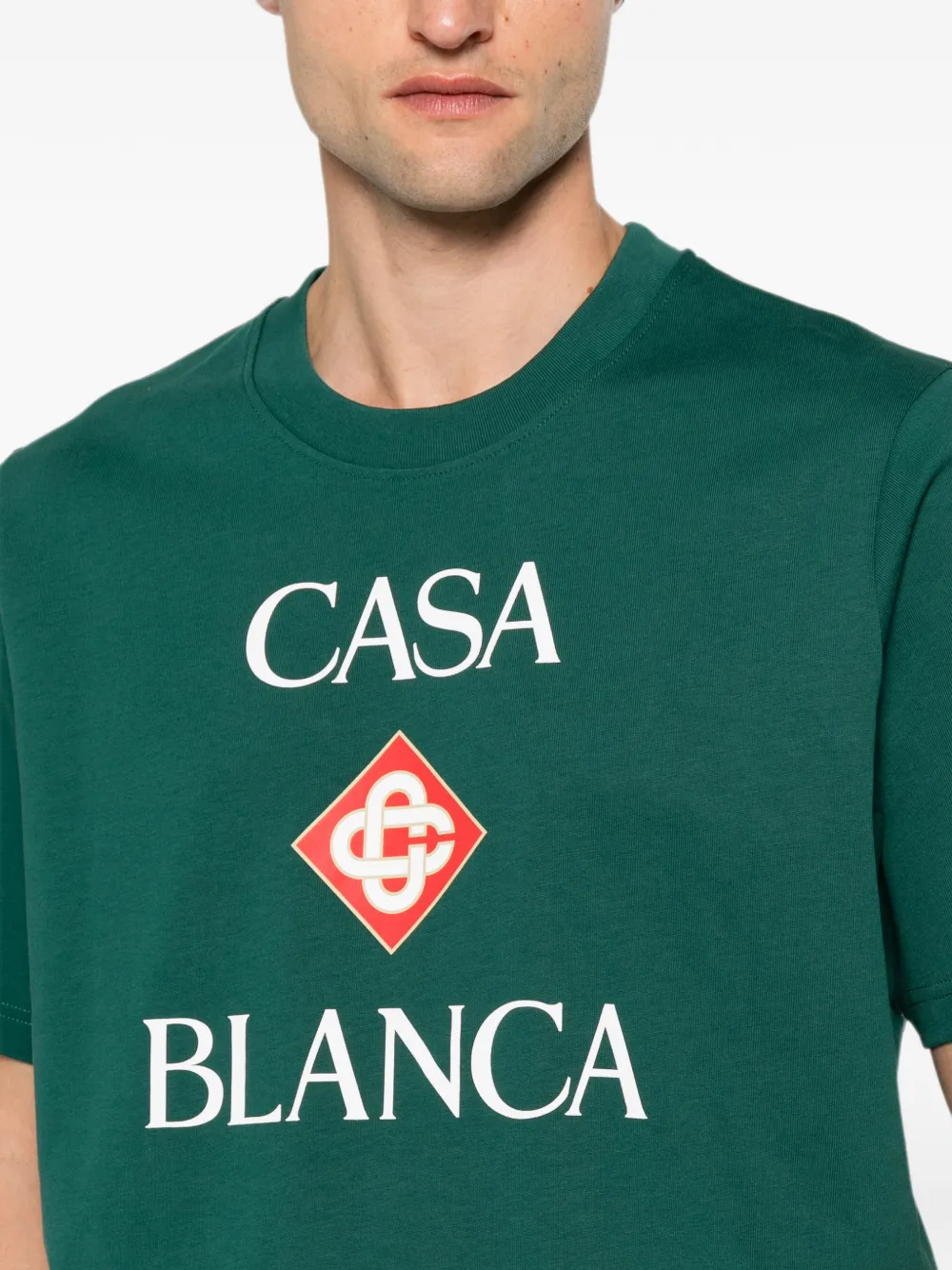 Casablanca Diamond T-shirt met korte mouwen en logo Groen