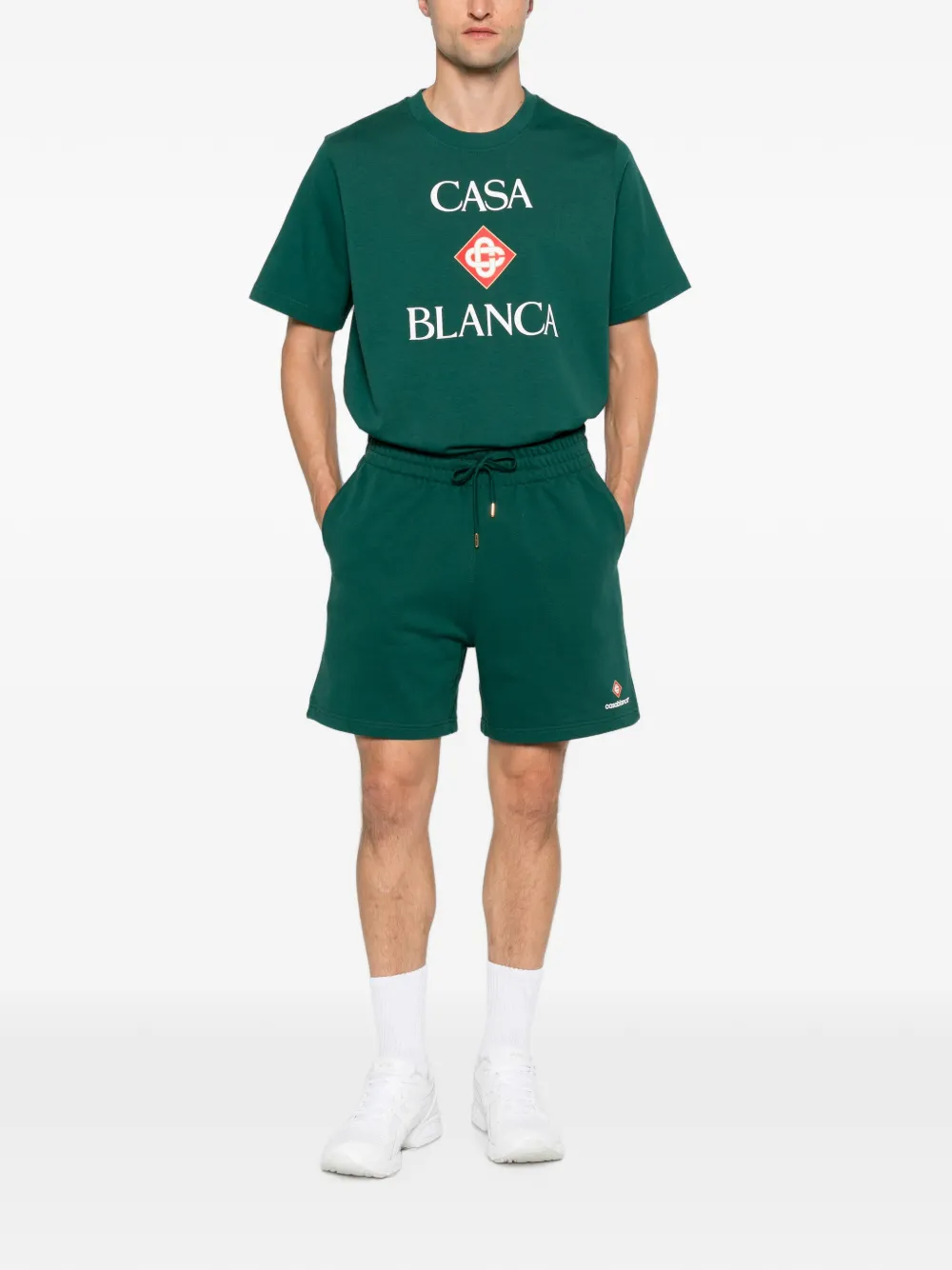 Casablanca Diamond T-shirt met korte mouwen en logo Groen