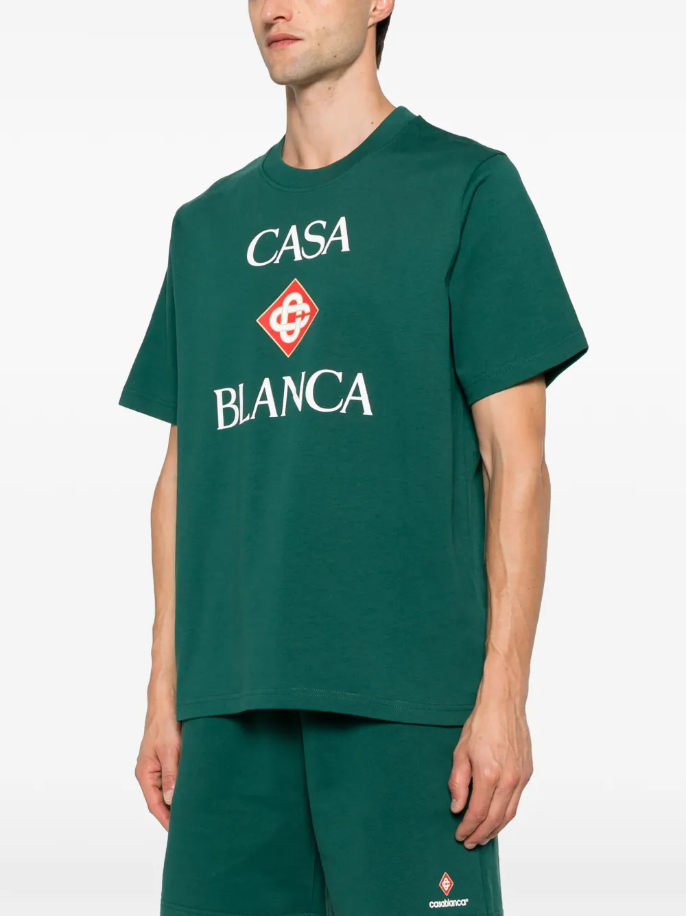 Casablanca Diamond T-shirt met korte mouwen en logo Groen