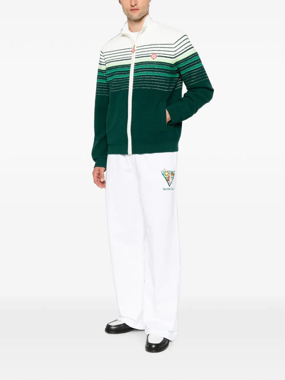 Casablanca striped zip-up cardigan - Grün