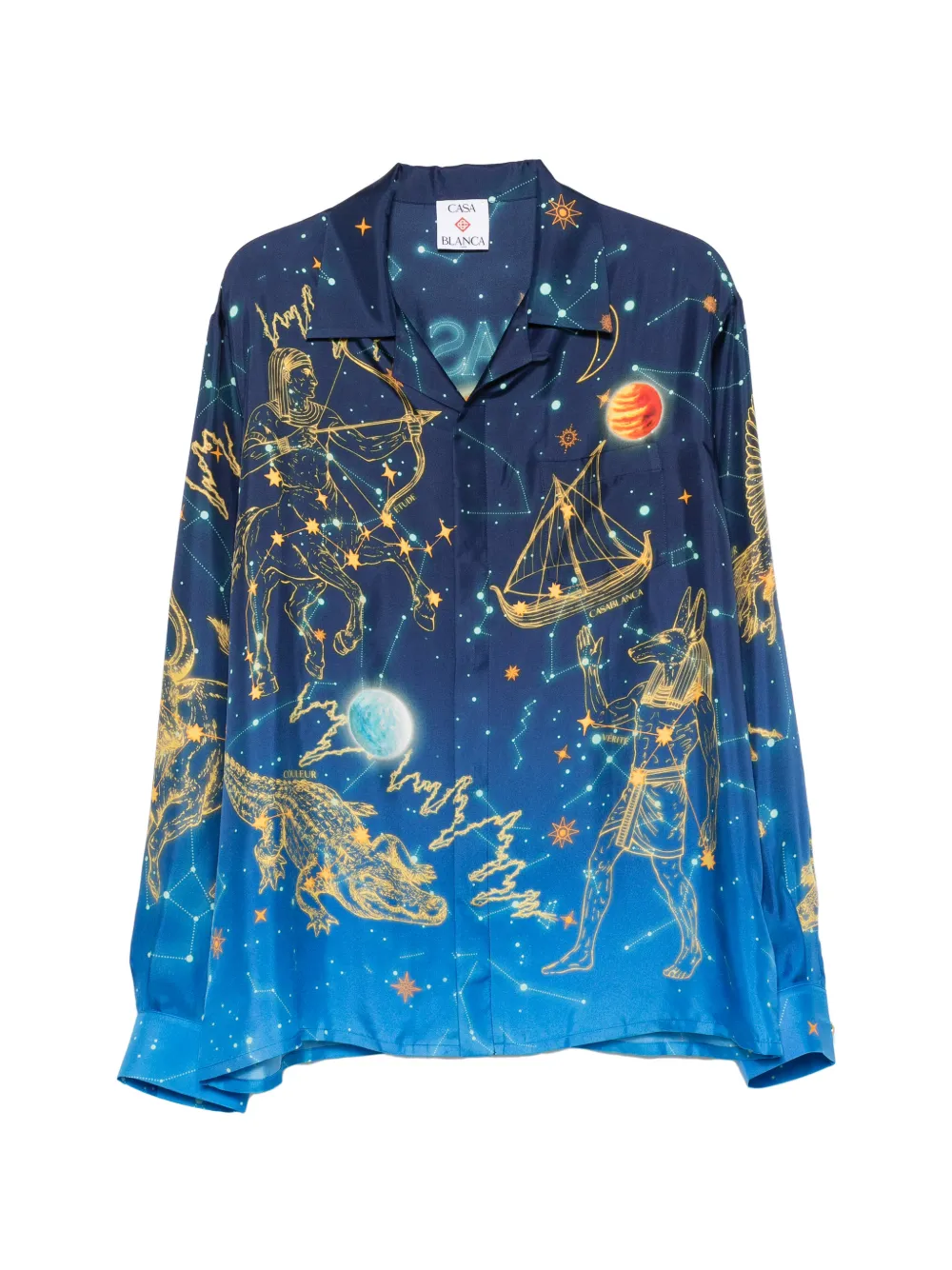Casablanca constellation-print long-sleeve shirt - Blu