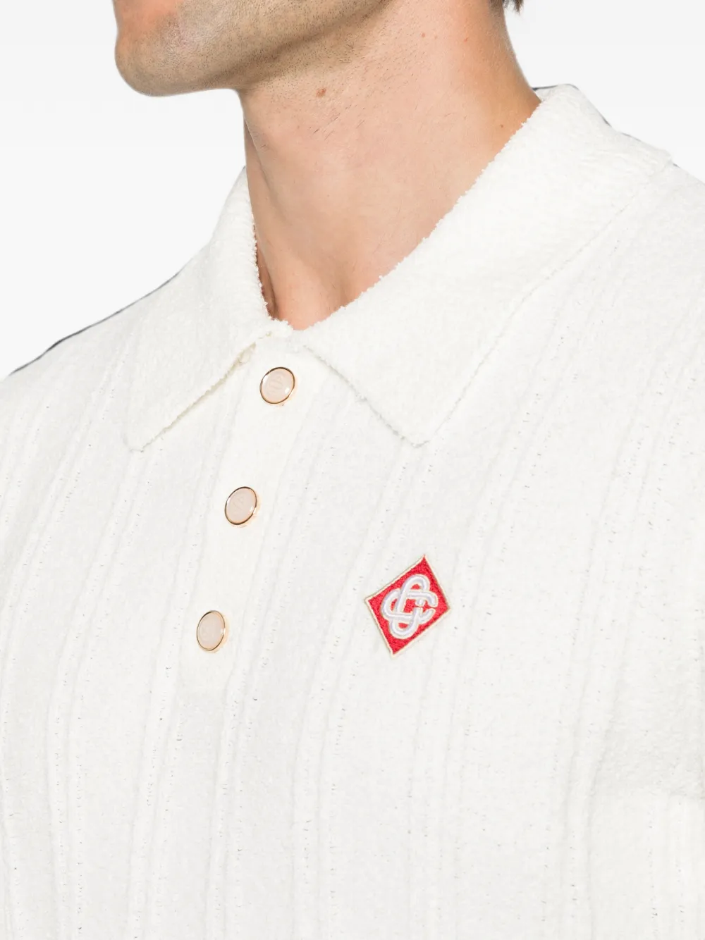 Casablanca Bouclé poloshirt met lange mouwen Wit