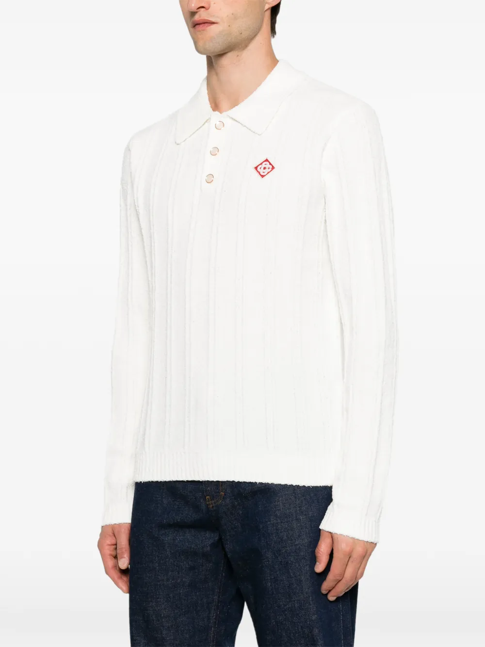 Casablanca Bouclé poloshirt met lange mouwen Wit