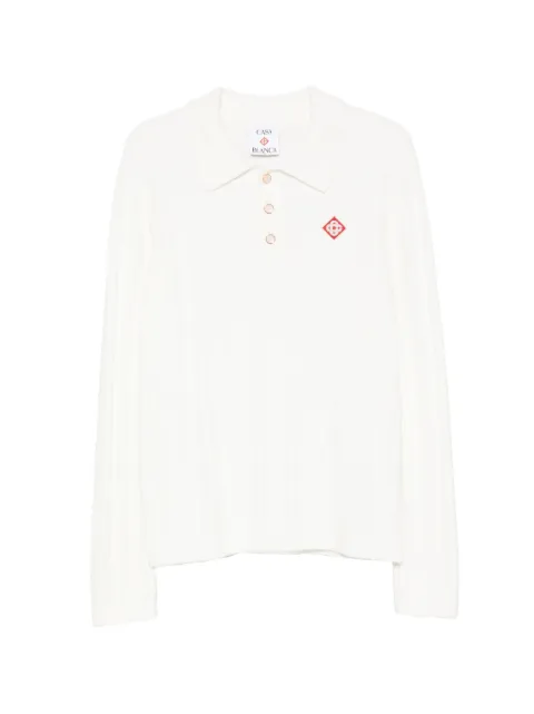 Casablanca ribbed-knit logo-patch polo shirt