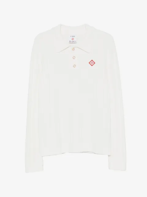 Casablanca ribbed-knit logo-patch polo shirt