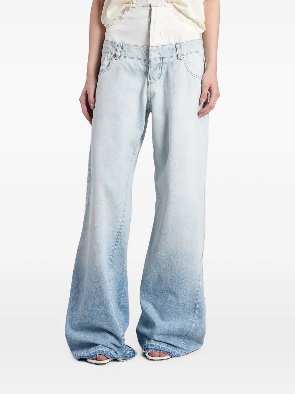 B1ARCHIVE layered-waist wide-leg jeans - Blu