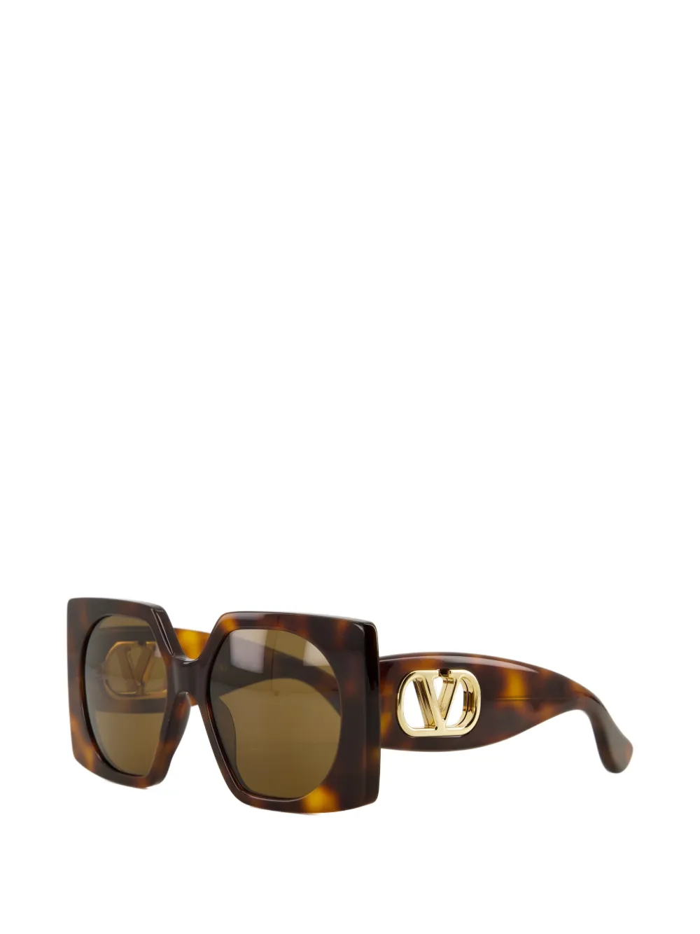 VALENTINO GARAVANI EYEWEAR Zonnebril met rechthoekig montuur en VLogoplakkaat Bruin
