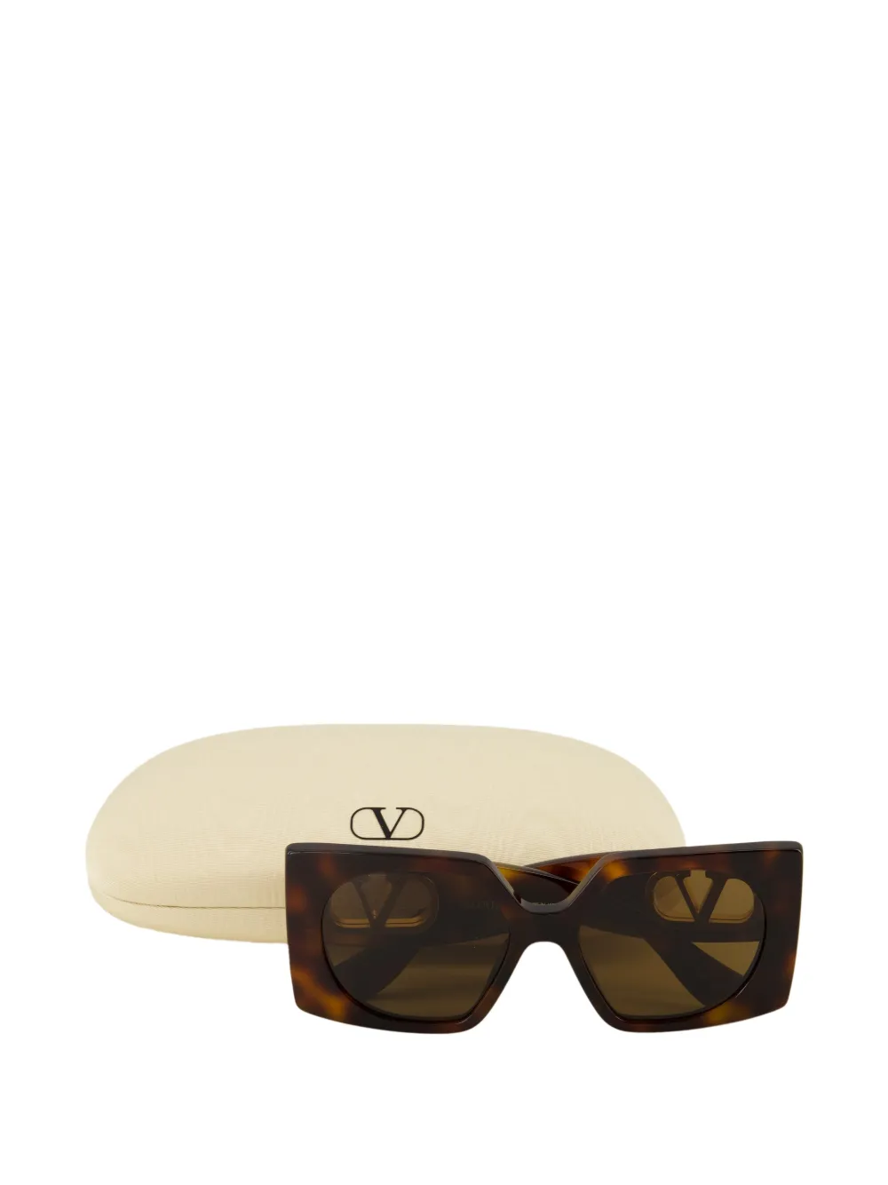 VALENTINO GARAVANI EYEWEAR Zonnebril met rechthoekig montuur en VLogoplakkaat Bruin