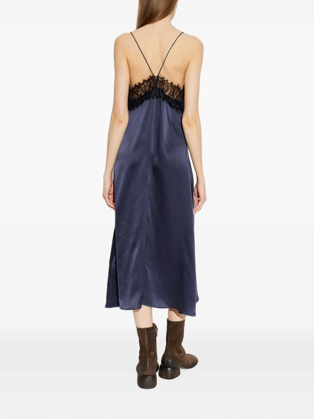 IRO Bailar midi-jurk met kanten afwerking Blauw