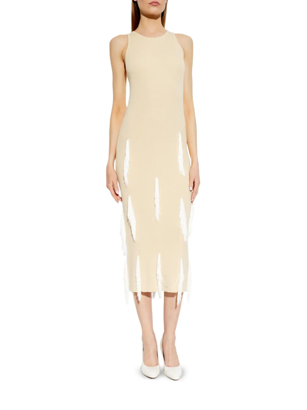 IRO Fleur jurk met franje Beige