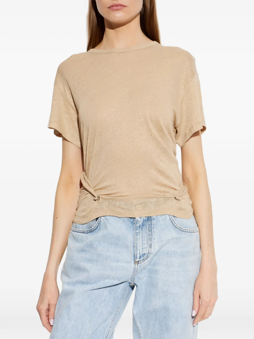 IRO Sorenza gedraaid T-shirt Beige