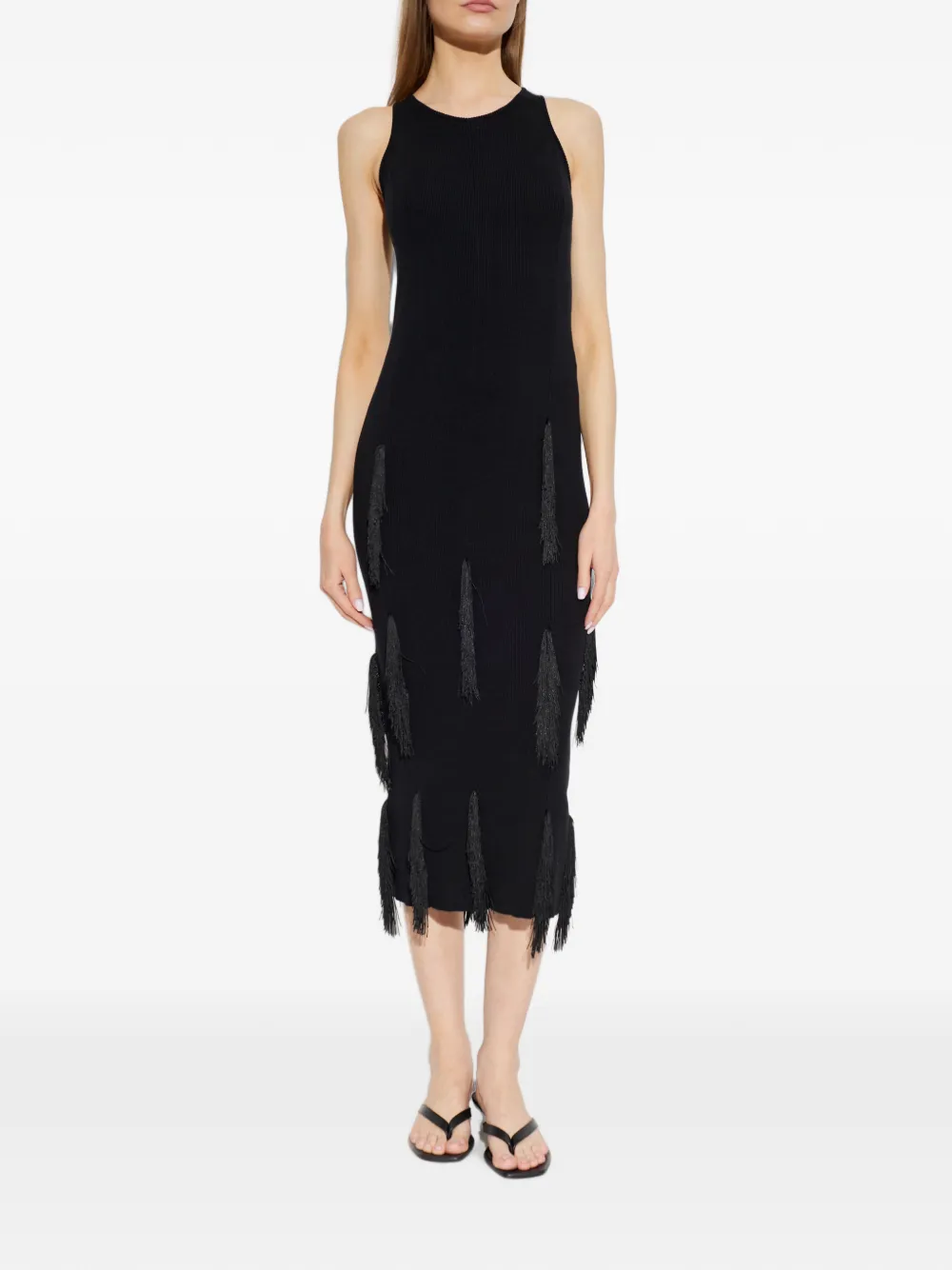 IRO Midi-jurk met franje Zwart