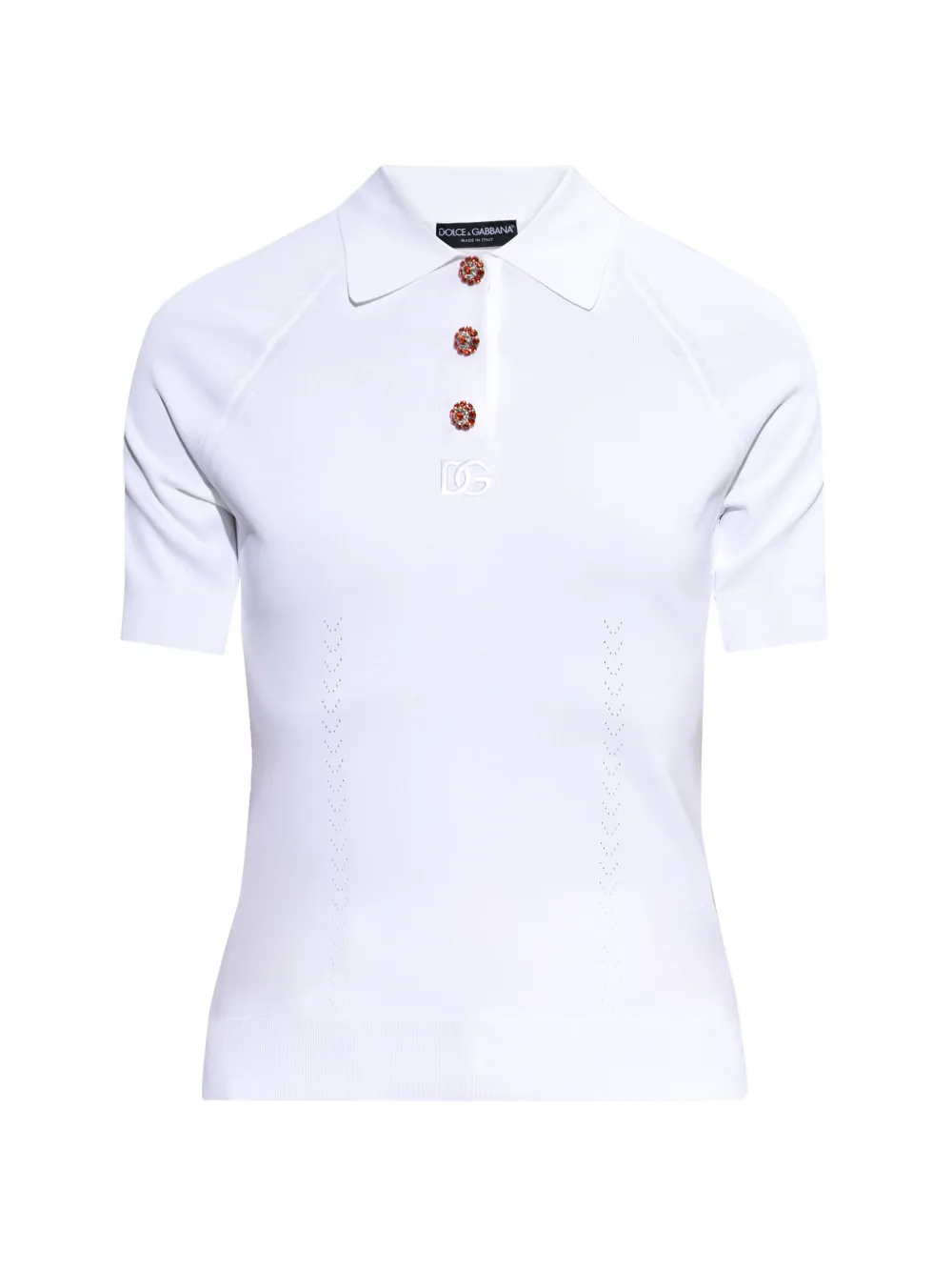 Dolce & Gabbana logo-embroidered polo top - Weiß