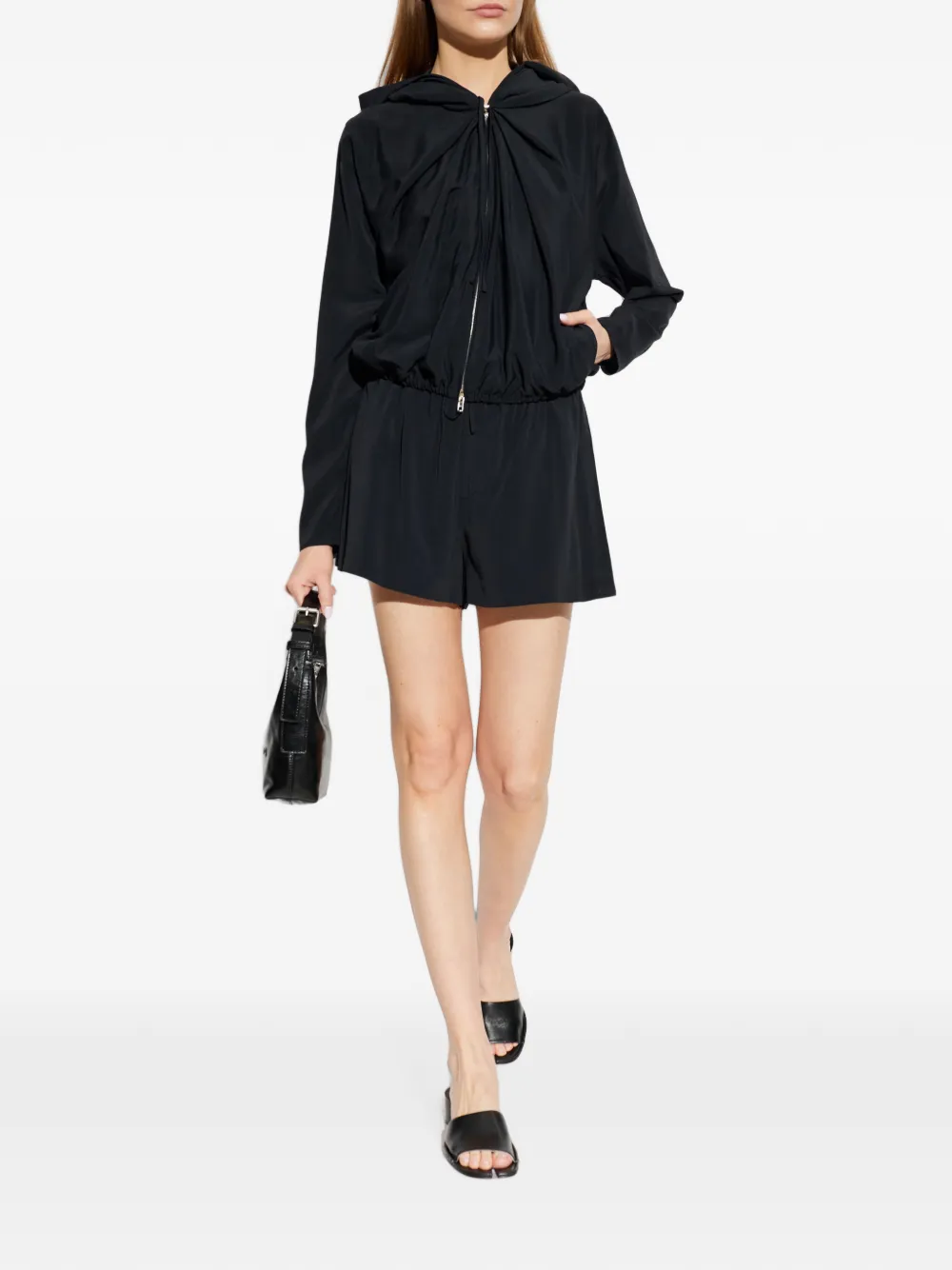 Alexander Wang draped zip-up hoodie - Schwarz