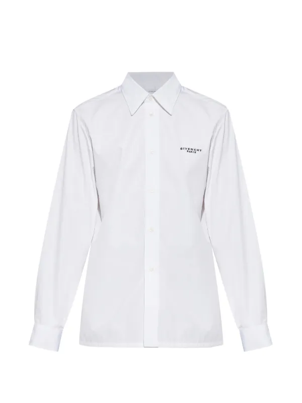 givenchy white dress shirt Givenchy Embroidered-logo Men Shirt