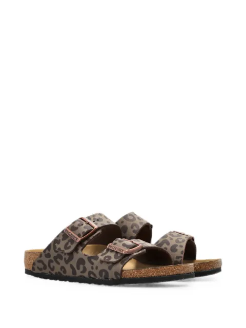 Birkenstock Kids Arizona leopard-print double-strap slides