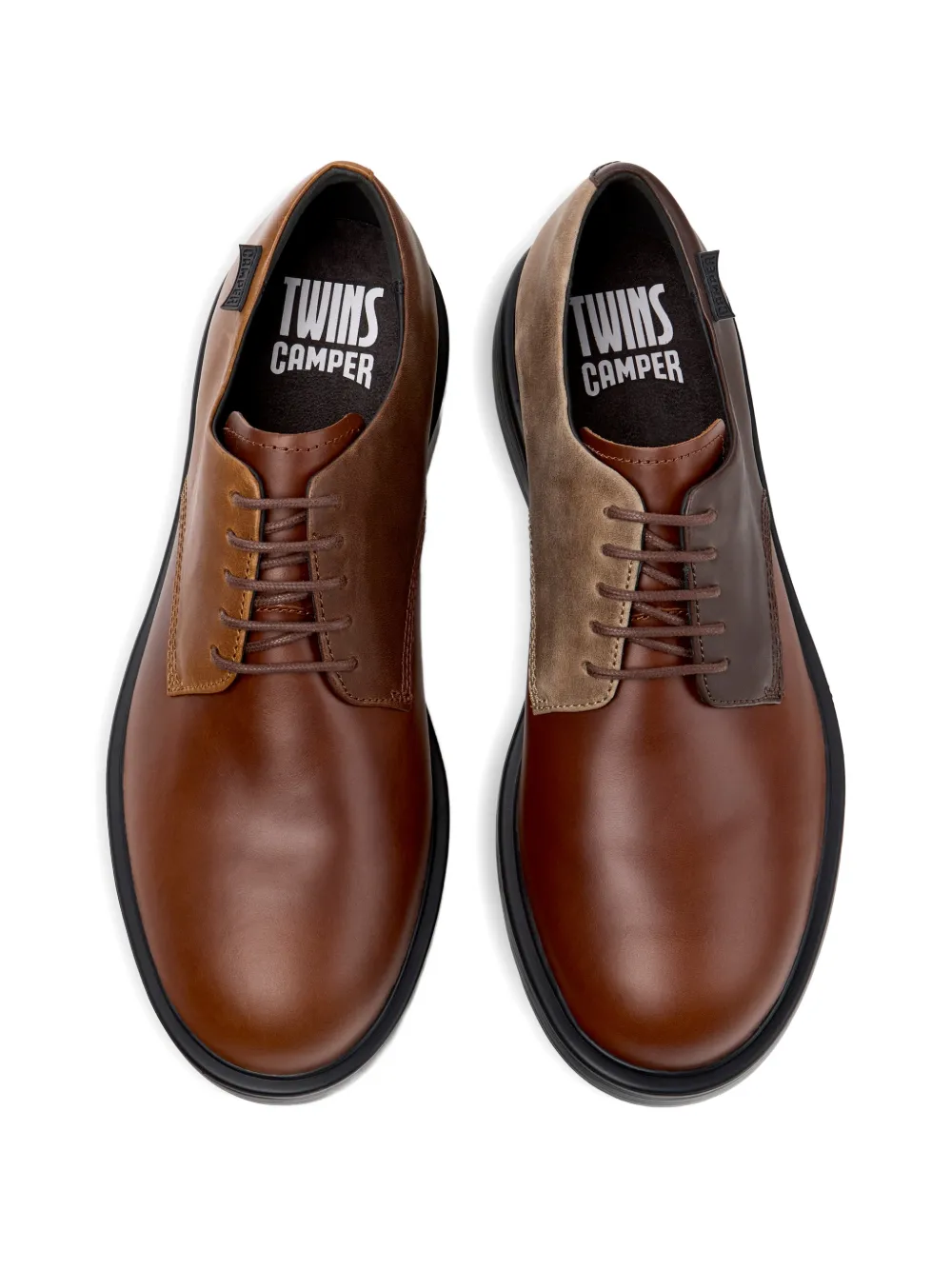 Camper Twins colour-block leather lace-up shoes Bruin